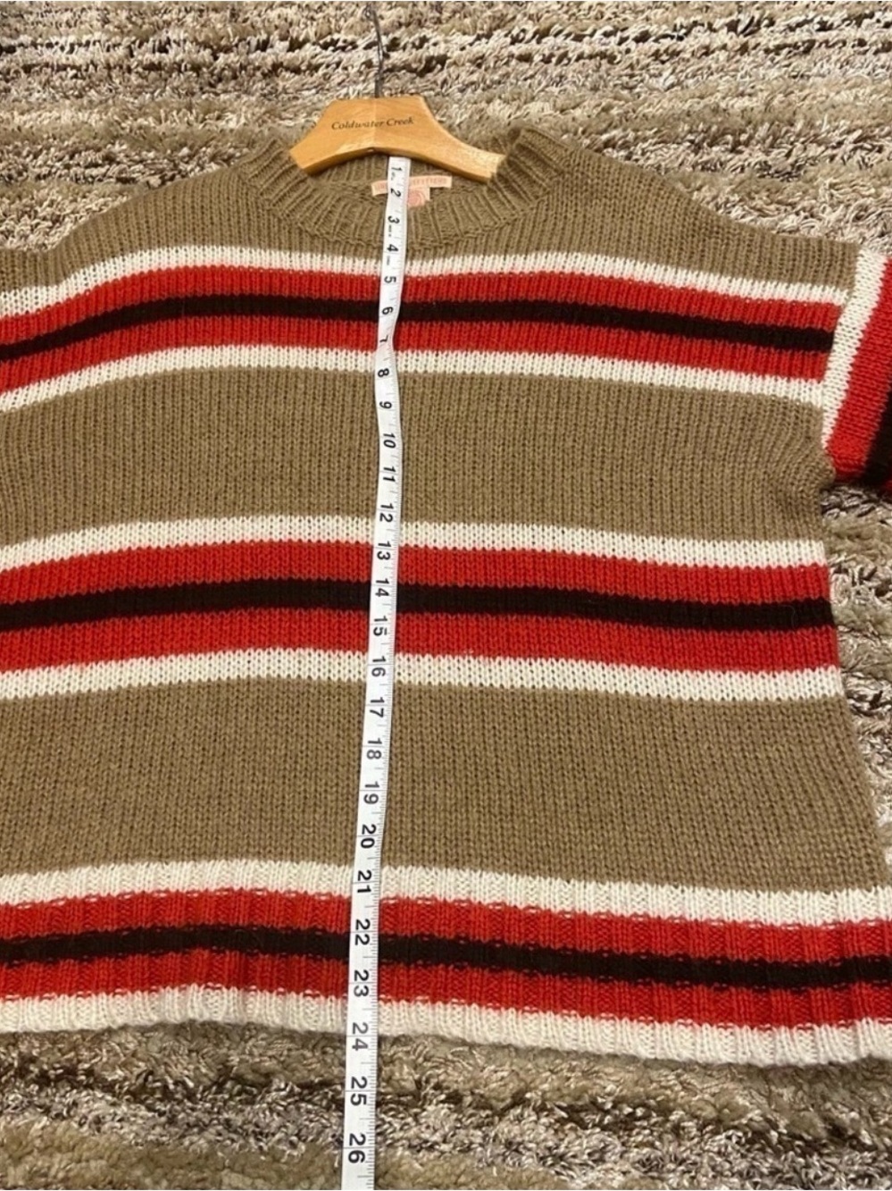 Striped Wool Knit Sweater in Brown and Red - Picture 5 of 12